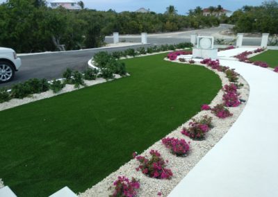 Artificial Grass landscaping in front yard