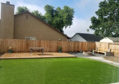 Artificial Grass landscaping in backyard